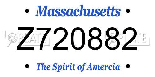 Z720882 Massachusetts License Plate