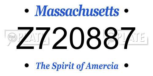 Z720887 Massachusetts License Plate