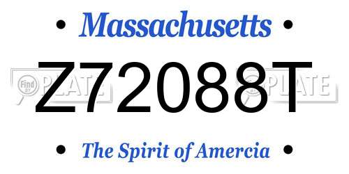 Z72088T Massachusetts License Plate