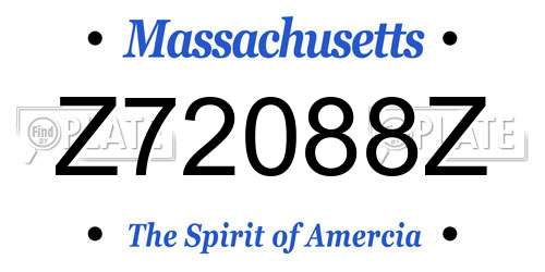 Z72088Z Massachusetts License Plate