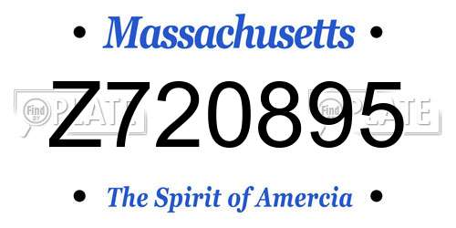 Z720895 Massachusetts License Plate