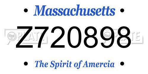 Z720898 Massachusetts License Plate