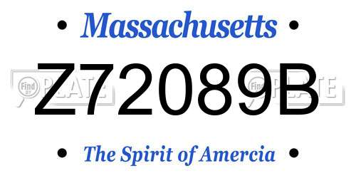 Z72089B Massachusetts License Plate