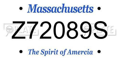 Z72089S Massachusetts License Plate
