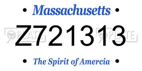 Z721313 Massachusetts License Plate