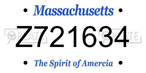 Z721634 Massachusetts License Plate