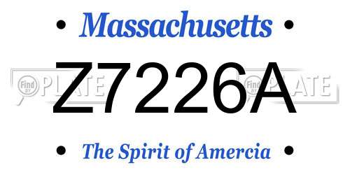 Z7226A Massachusetts License Plate