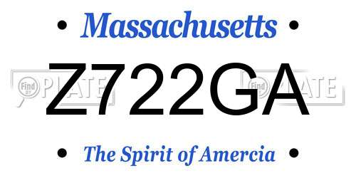 Z722GA Massachusetts License Plate