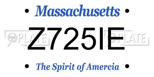 Z725IE Massachusetts License Plate