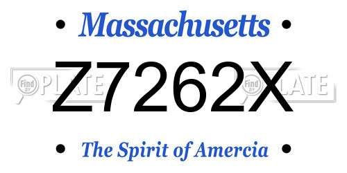 Z7262X Massachusetts License Plate