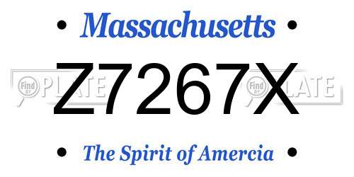 Z7267X Massachusetts License Plate