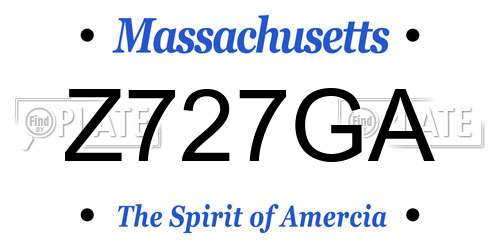 Z727GA Massachusetts License Plate