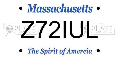Z72IUL Massachusetts License Plate