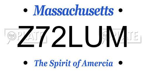 Z72LUM Massachusetts License Plate