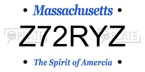 Z72RYZ Massachusetts License Plate
