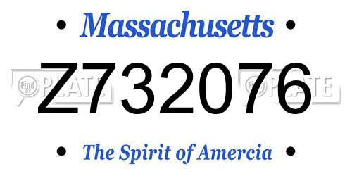 Z732076 Massachusetts License Plate