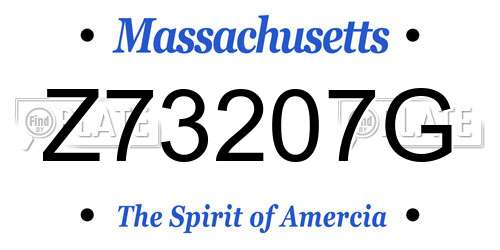 Z73207G Massachusetts License Plate