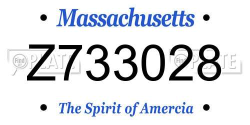 Z733028 Massachusetts License Plate