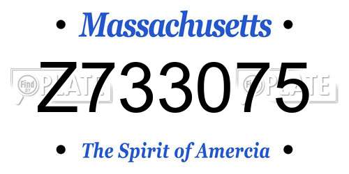 Z733075 Massachusetts License Plate
