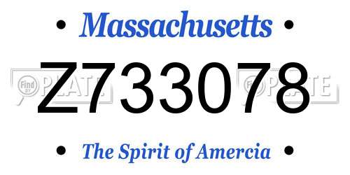 Z733078 Massachusetts License Plate