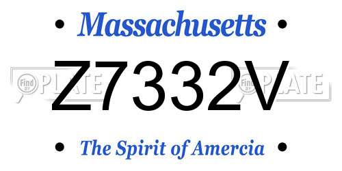 Z7332V Massachusetts License Plate