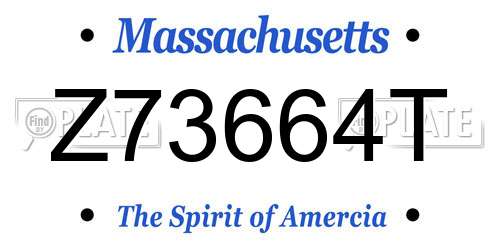 Z73664T Massachusetts License Plate