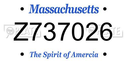 Z737026 Massachusetts License Plate