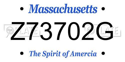 Z73702G Massachusetts License Plate