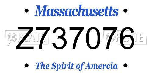 Z737076 Massachusetts License Plate