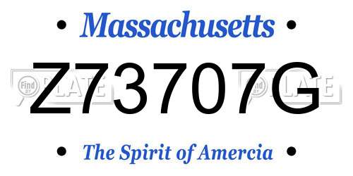 Z73707G Massachusetts License Plate