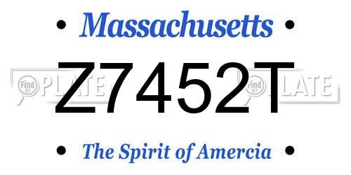 Z7452T Massachusetts License Plate