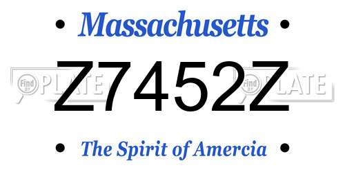 Z7452Z Massachusetts License Plate