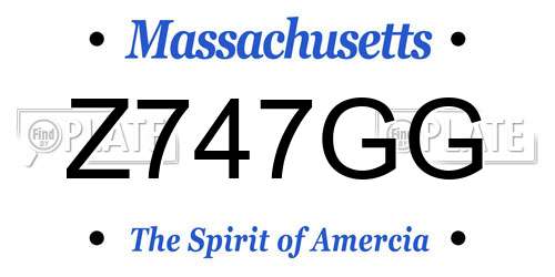 Z747GG Massachusetts License Plate