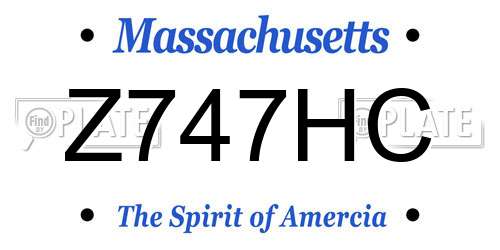 Z747HC Massachusetts License Plate