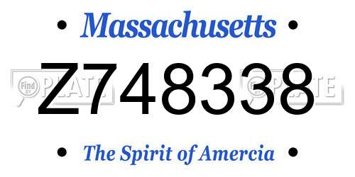 Z748338 Massachusetts License Plate