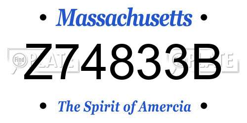 Z74833B Massachusetts License Plate