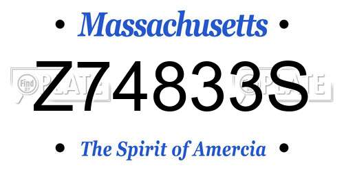 Z74833S Massachusetts License Plate