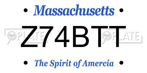 Z74BTT Massachusetts License Plate
