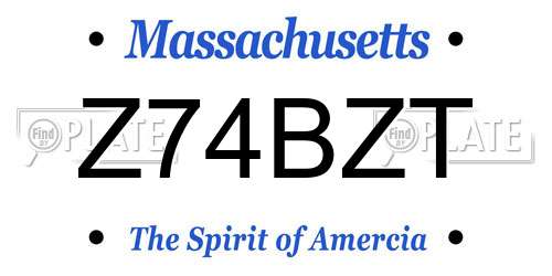Z74BZT Massachusetts License Plate