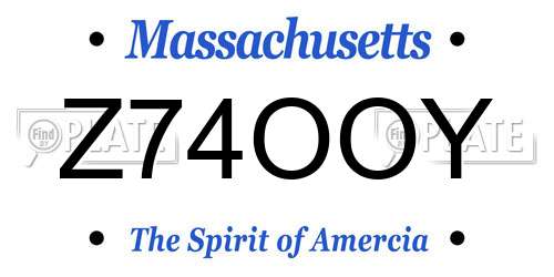 Z74OOY Massachusetts License Plate