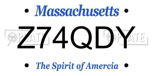 Z74QDY Massachusetts License Plate