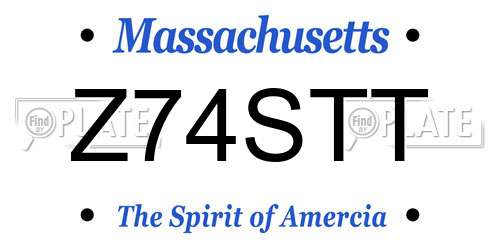 Z74STT Massachusetts License Plate