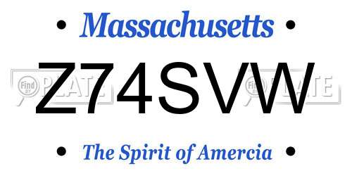 Z74SVW Massachusetts License Plate