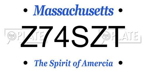Z74SZT Massachusetts License Plate