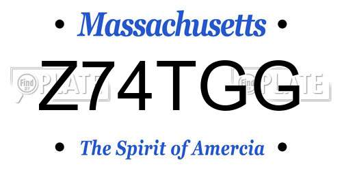 Z74TGG Massachusetts License Plate