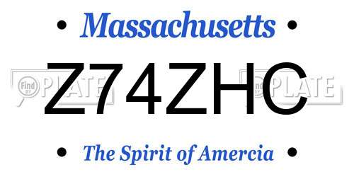 Z74ZHC Massachusetts License Plate