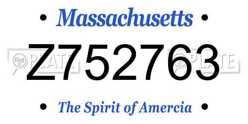 Z752763 Massachusetts License Plate