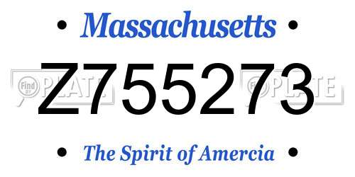 Z755273 Massachusetts License Plate