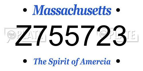 Z755723 Massachusetts License Plate