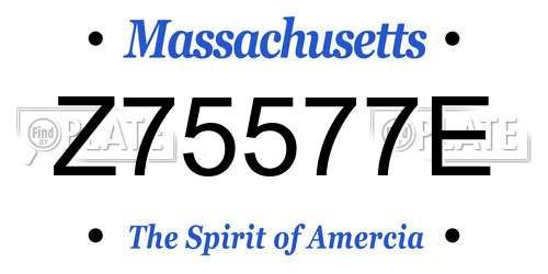 Z75577E Massachusetts License Plate